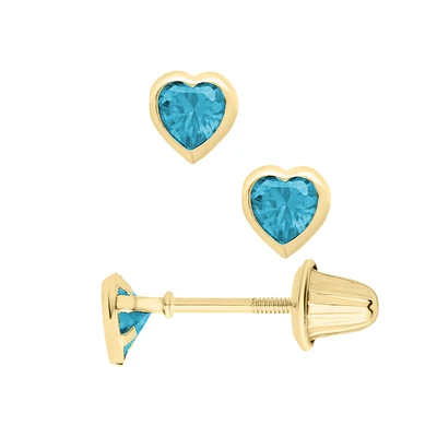 Birthstone Heart Kids Stud Earrings