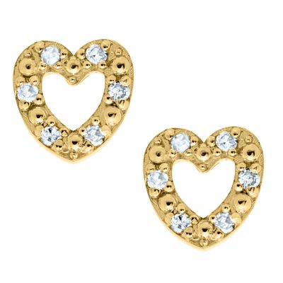 Open Heart Diamonds Kids Stud Earrings 14K