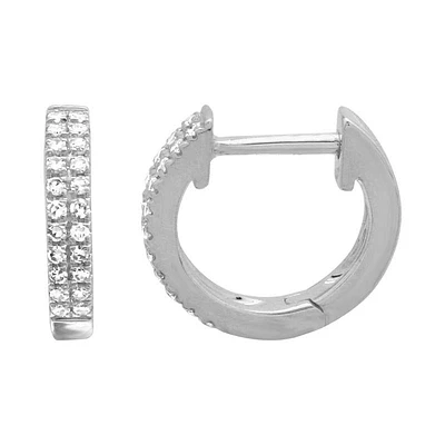 Diamond Huggie Double Row 10MM Earrings