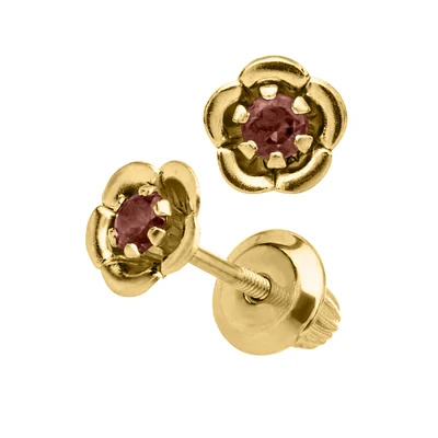 Birthstone Flower Kids Stud Earrings