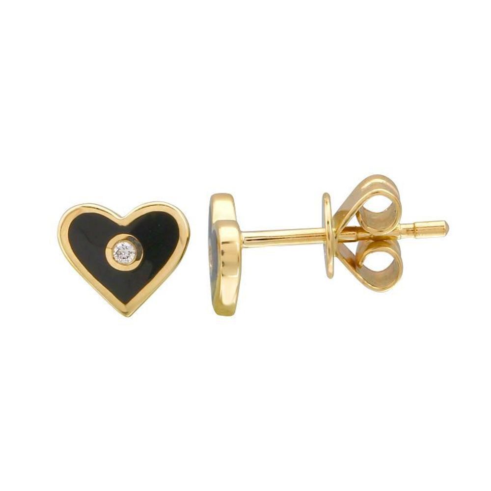 Color Heart Diamond Stud Earrings