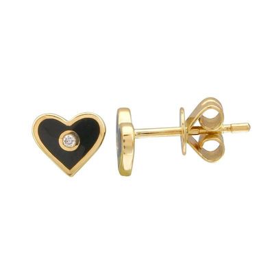 Color Heart Diamond Stud Earrings
