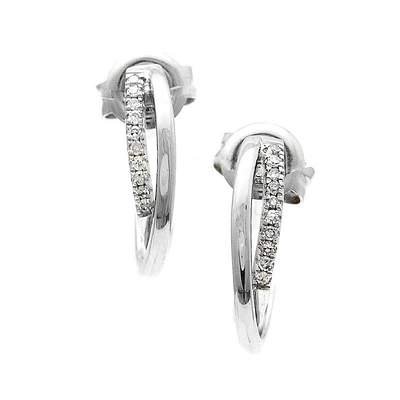 White Gold Diamond half Huggie Earrings