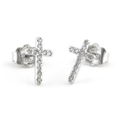 Diamond Cross Stud Earrings