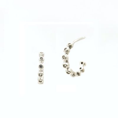 Silver Bezel Huggie Earrings
