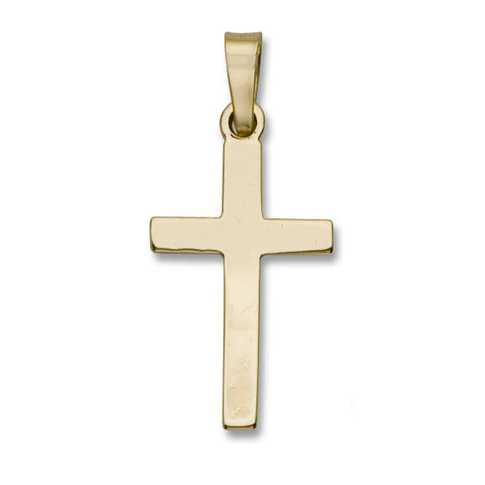 23MM Solid Gold Flat Cross Pendant