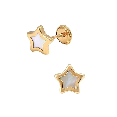 7MM Mother Pearl Star Earrings