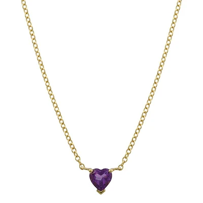 Heart Shaped Amethyst Prong Necklace