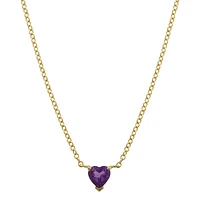 Heart Shaped Amethyst Prong Necklace