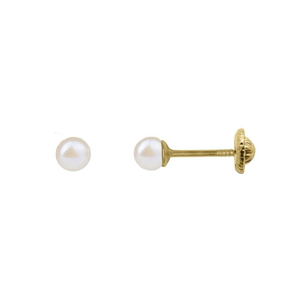 18K Gold 4MM Pearl Stud Earrings