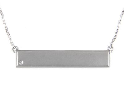 Silver Bar with Diamond Necklace