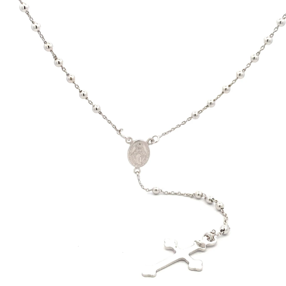 3MM Silver Rosary Necklace