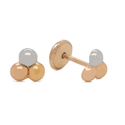 Tri Gold Ball Triangle Stud Earrings