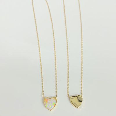 Opal Heart Necklace 14K
