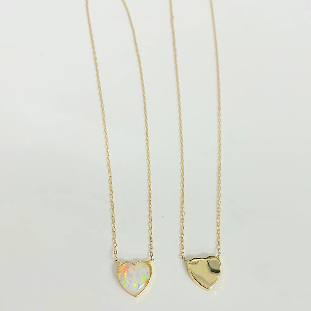 Opal Heart Necklace 14K