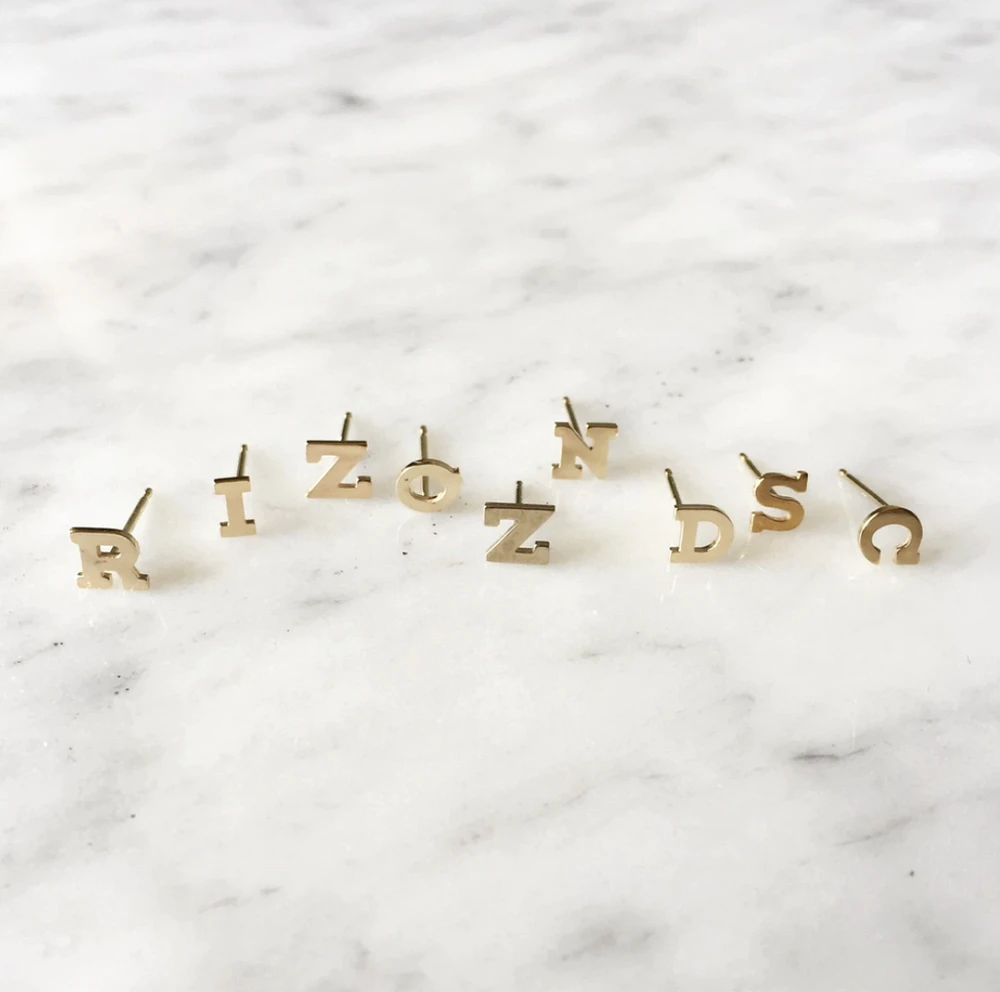 5mm Single Stud Initial Earring