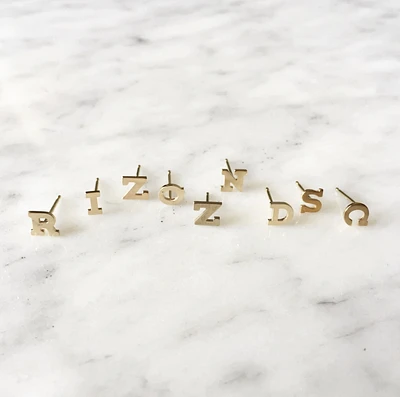 5mm Single Stud Initial Earring