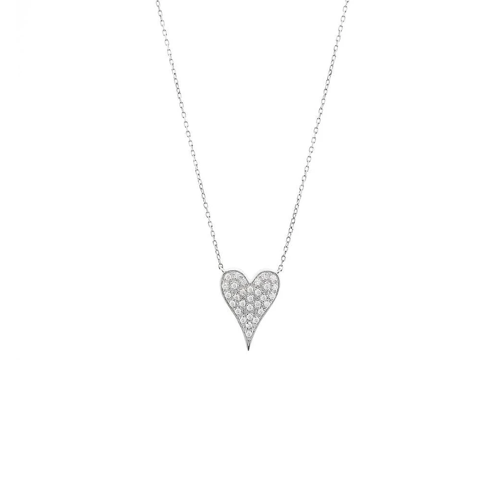 Elongated Heart Diamond Necklace 14KW