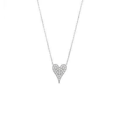 Elongated Heart Diamond Necklace 14KW