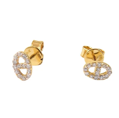 Mariner Diamond Link Stud Earrings 4.5MM