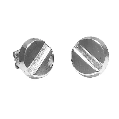 Screw Button Stud 9MM Earrings 14KW