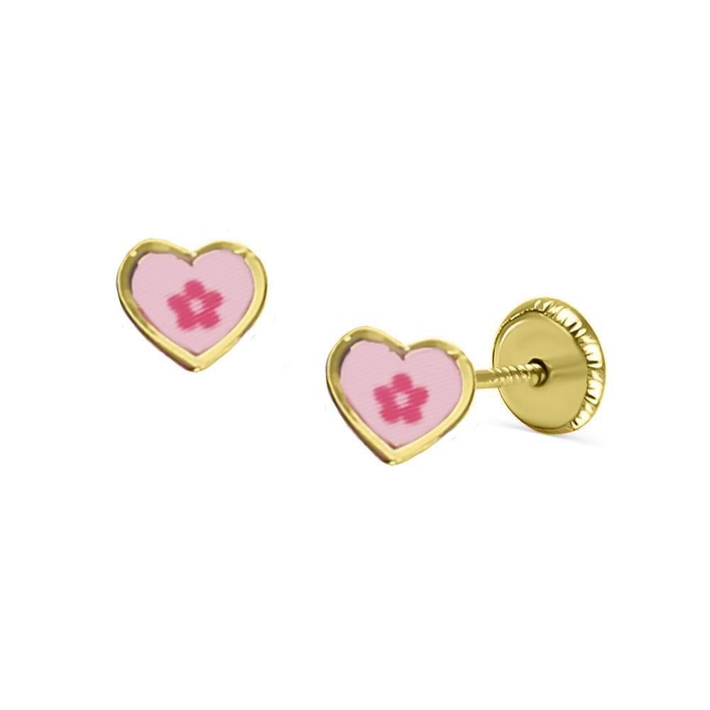 Pink Enamel Kids Stud Earrings