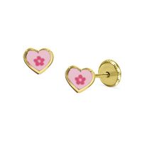 Pink Enamel Kids Stud Earrings