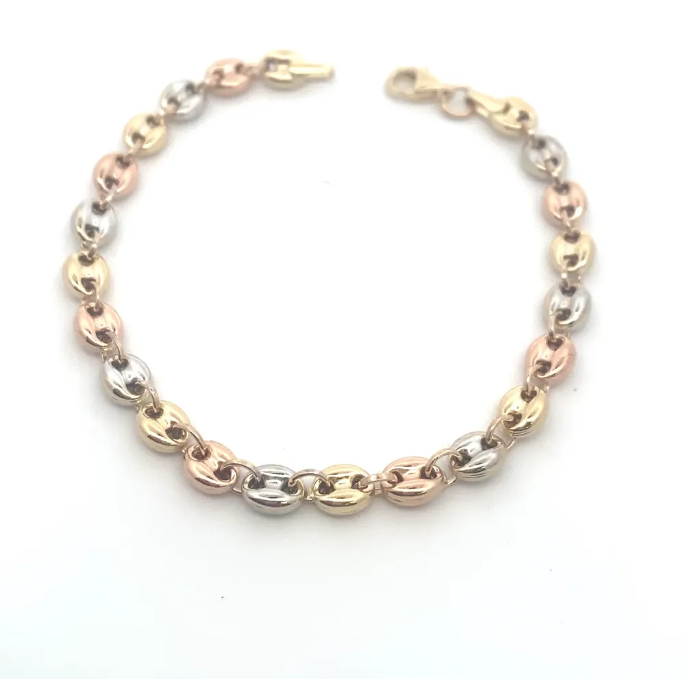 Tri Gold 5MM Puffed Mariner Chain