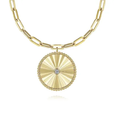 Paperclip Fluttering Medallion Necklace