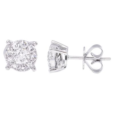 1.5ct Illusion Diamond Stud Earrings 14KW