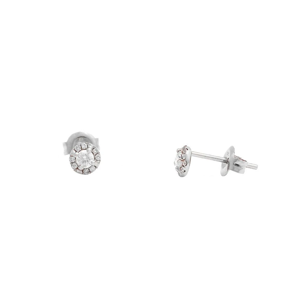 .25ct Diamond Stud Halo White Gold Earrings