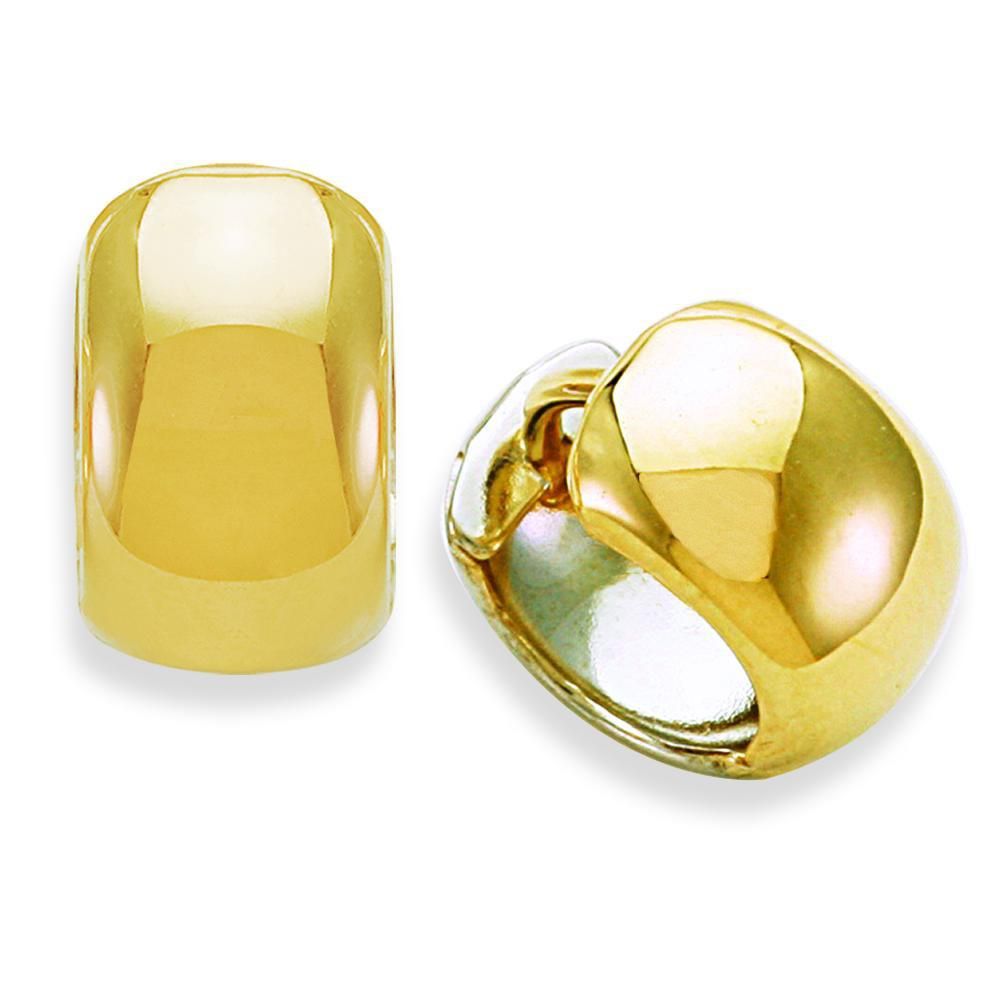 Reversible Two Tone Gold Huggie Earrings