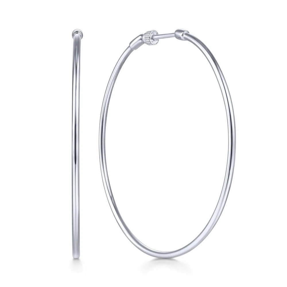 40mm White Gold Hoop Earrings