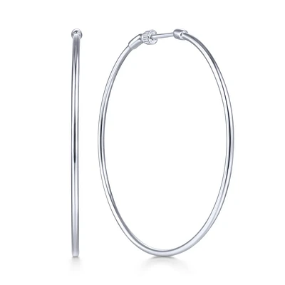 40mm White Gold Hoop Earrings