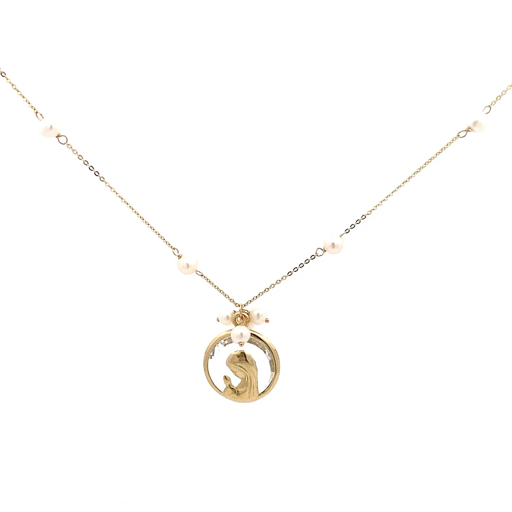 Round Virgen Nina 13MM Glass Necklace