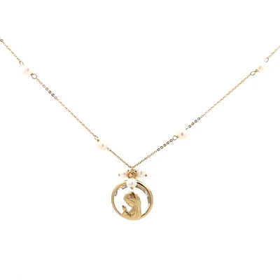 Round Virgen Nina 13MM Glass Necklace