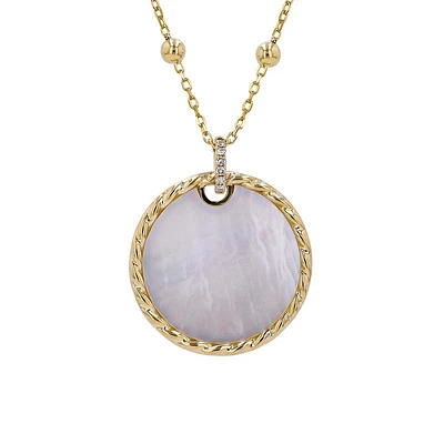 Mother Pearl Disk Twisted Edges Necklace