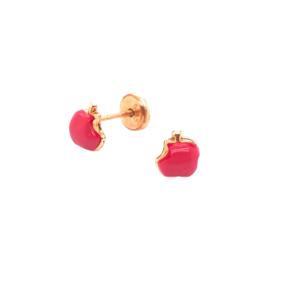 Bitten Red Apple Earrings