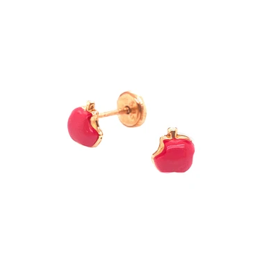 Bitten Red Apple Earrings