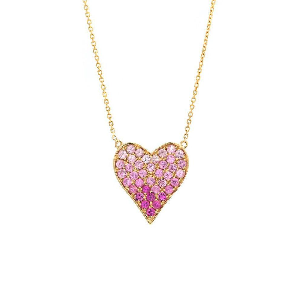 Elongated Heart Pink Sapphire Necklace