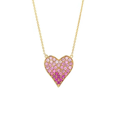 Elongated Heart Pink Sapphire Necklace