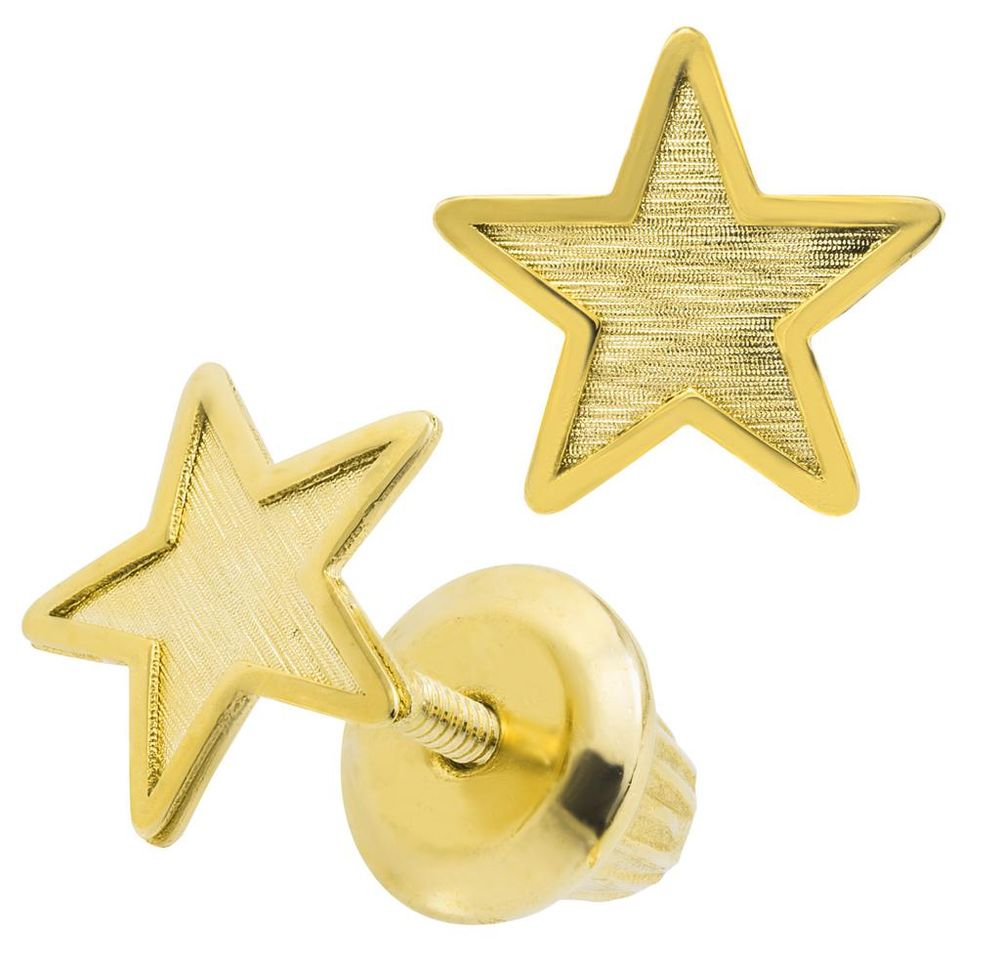 14K Yellow Gold Star Stud Earrings