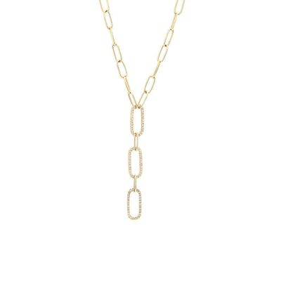 Paper Clip Diamond Lariat Necklace