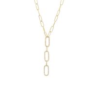 Paper Clip Diamond Lariat Necklace