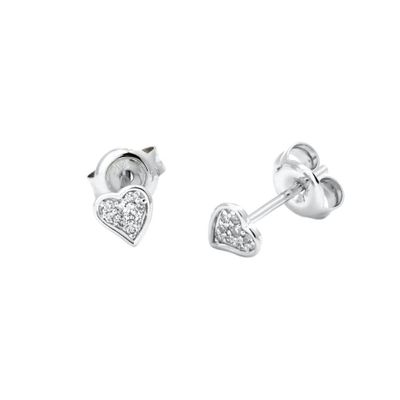 Fun Diamond Heart Stud Earrings