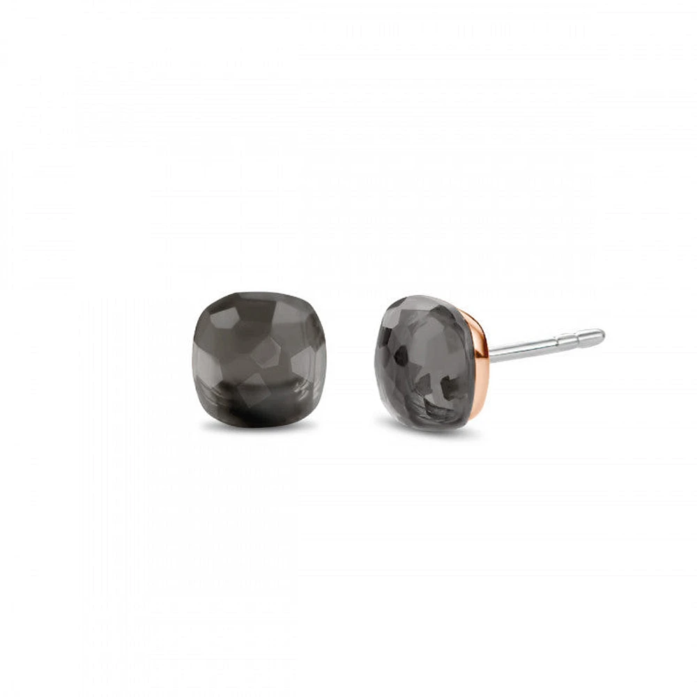 Grey and Rose Cushion Stud Earrings