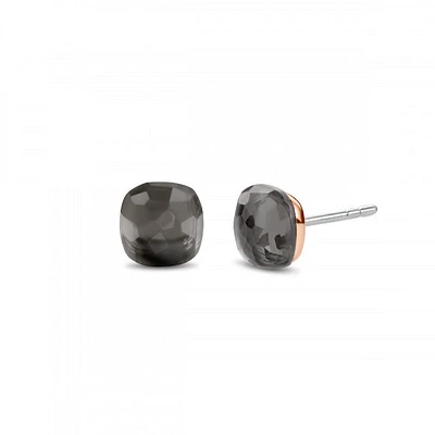 Grey and Rose Cushion Stud Earrings