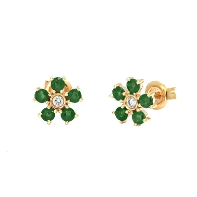 Green Emerald Flower Earrings
