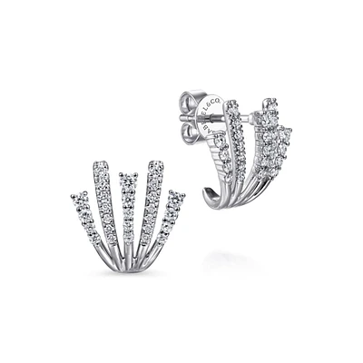 Diamond Fan Stud Earrings
