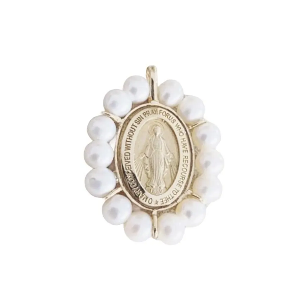 Virgen Milagrosa Pearl Frame Pendant